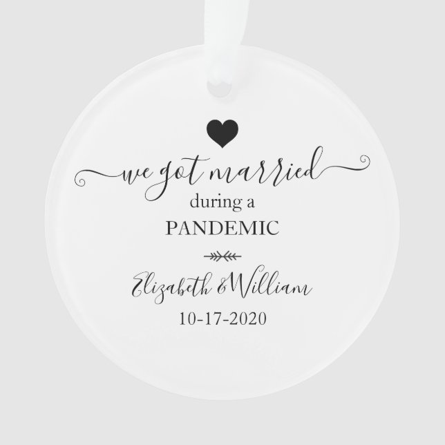 Modern Photo We Got Married During Pandemic Ornament (Front)