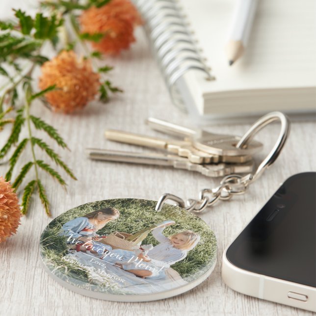 Modern Photo We Love you Mum Acrylic Keychain (Front Right)