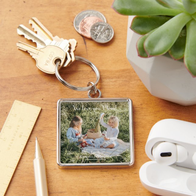 Modern Photo We Love you Mum Keychain (Desk)