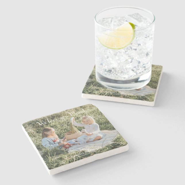 Modern Photo We Love you Mum Stone Coaster (Side)