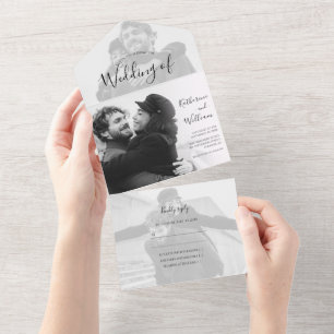 Modern  Photo Wedding All In One Invitation