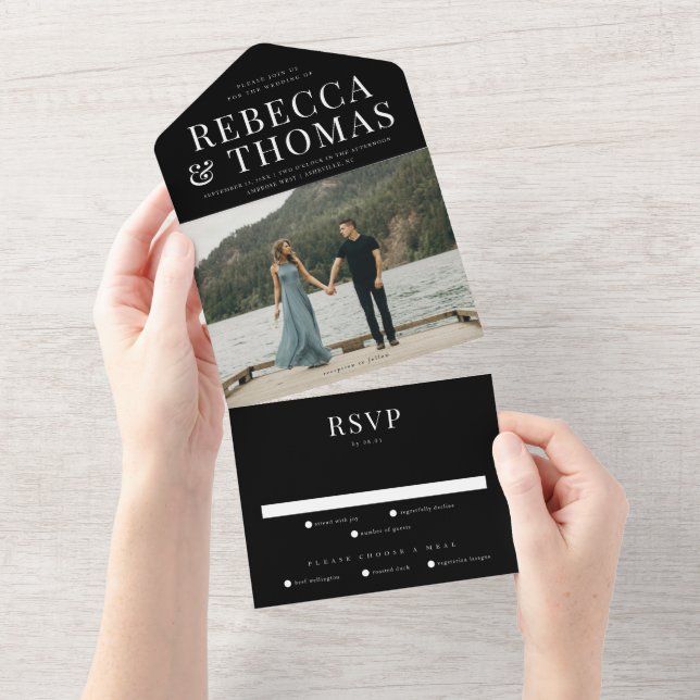 Modern Photo Wedding  All In One Invitation (Tearaway)