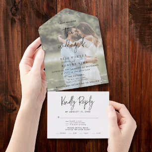 Modern Photo Wedding All In One Invitation