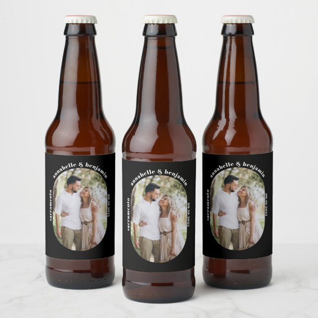 Modern Photo Wedding  Beer Bottle Label (Bottles)