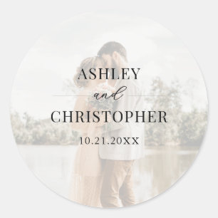 Modern Photo Wedding Classic Round Sticker