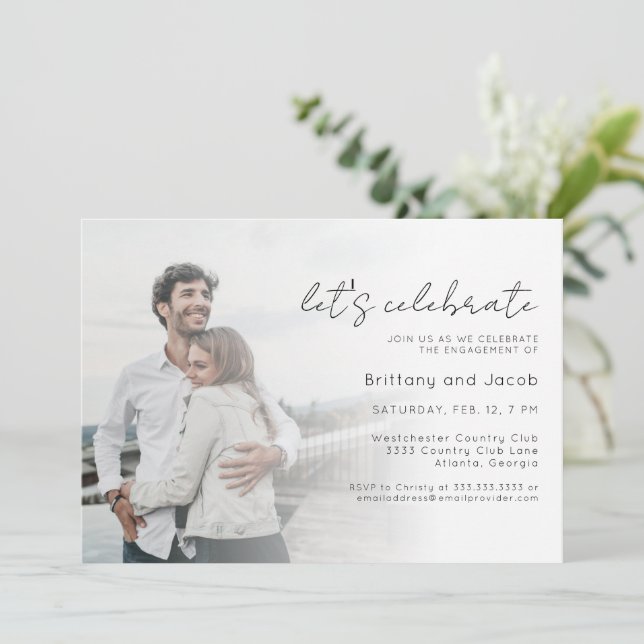 Modern Photo Wedding Engagement Party Invitation (Standing Front)