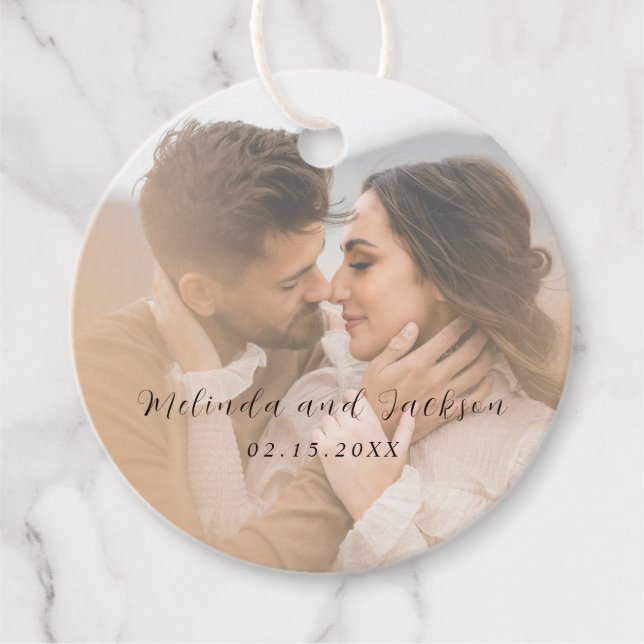 Modern Photo Wedding Favour Tags (Front)
