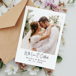Modern Photo Wedding Folded Thank You Card