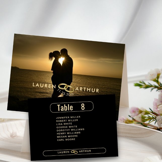 Modern Photo Wedding Guest Names Table Place Card (Creator Uploaded)