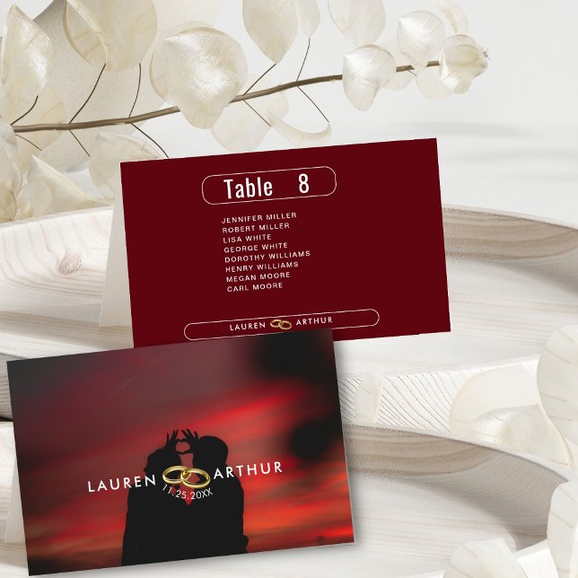 Modern Photo Wedding Guest Names Table Place Card (Creator Uploaded)