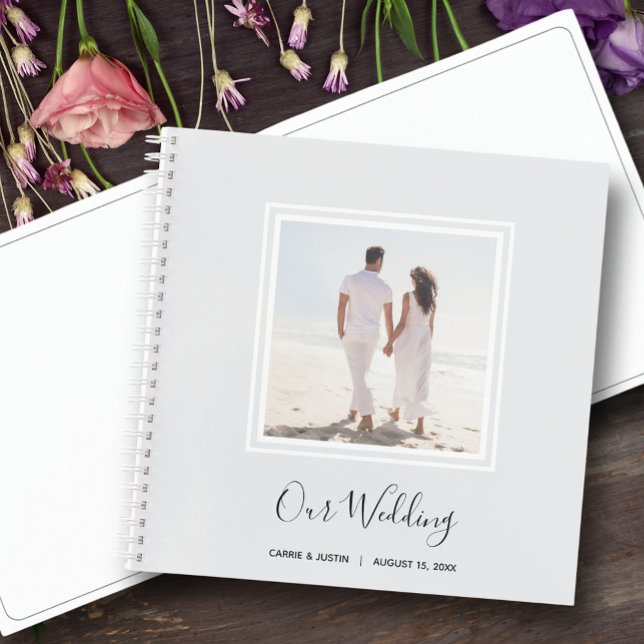 Modern Photo Wedding Guest Spiral Notebook (Choose SOFT or HARD cover and the inside page style.)
