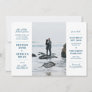 Modern Photo Wedding Invitation in Navy and White