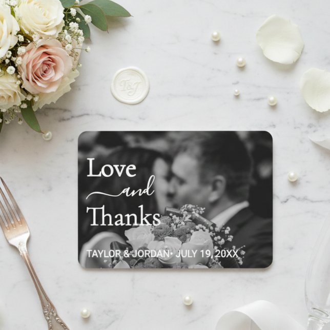 Modern Photo Wedding| Minimalist Botanical Floral Thank You Card (Creator Uploaded)