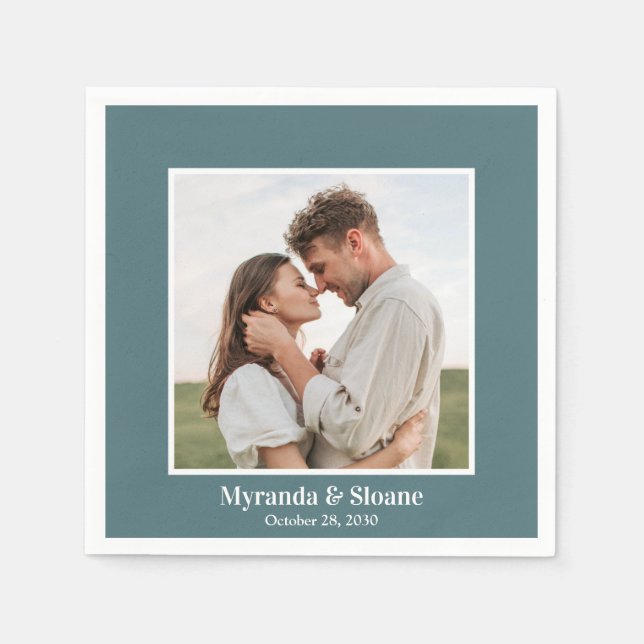 Modern Photo Wedding Napkin (Front)