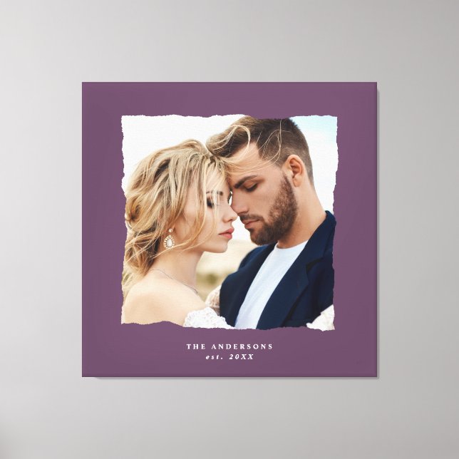 Modern photo wedding personalised est. in canvas print (Front)