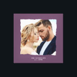 Modern photo wedding personalised est. in canvas print<br><div class="desc">Modern simple torn edges purple photo wedding personalised established in gift.</div>