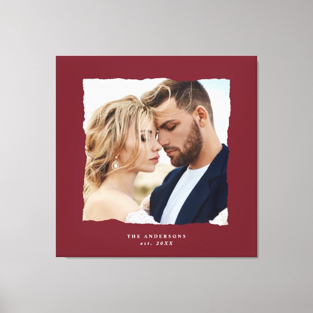 Modern photo wedding personalised est. in canvas print (Front)