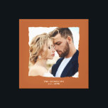 Modern photo wedding personalised est. in canvas print<br><div class="desc">Modern simple torn edges rust photo wedding personalised established in gift.</div>