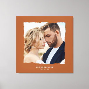 Modern photo wedding personalised est. in canvas print