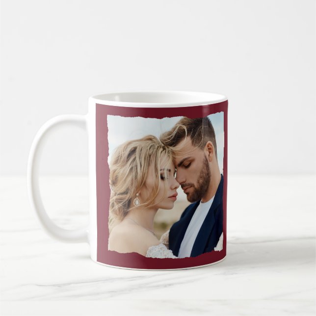 Modern photo wedding personalised Mr and Mrs Coffee Mug (Left)