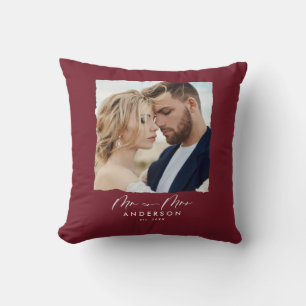 Modern photo wedding personalised Mr and Mrs Cushion