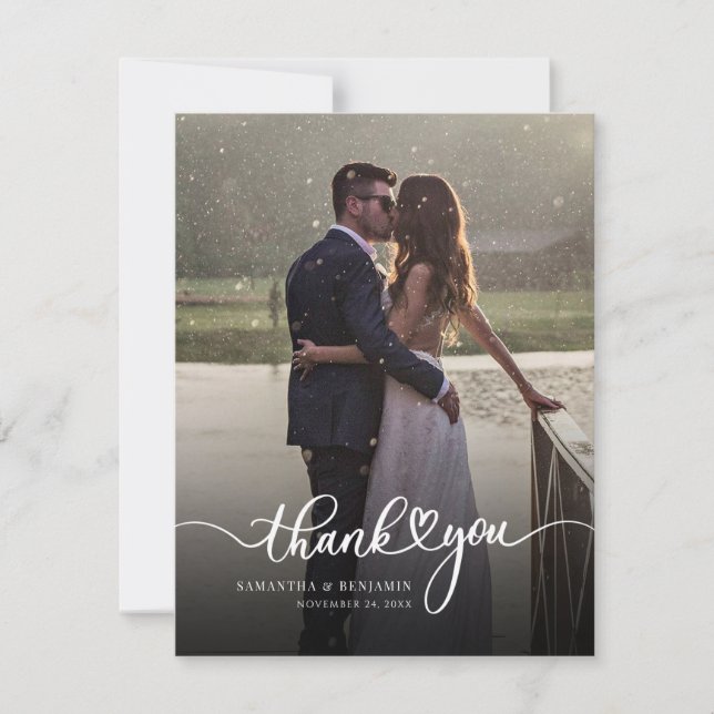 Modern Photo Wedding Photo Thank You Card (Front)