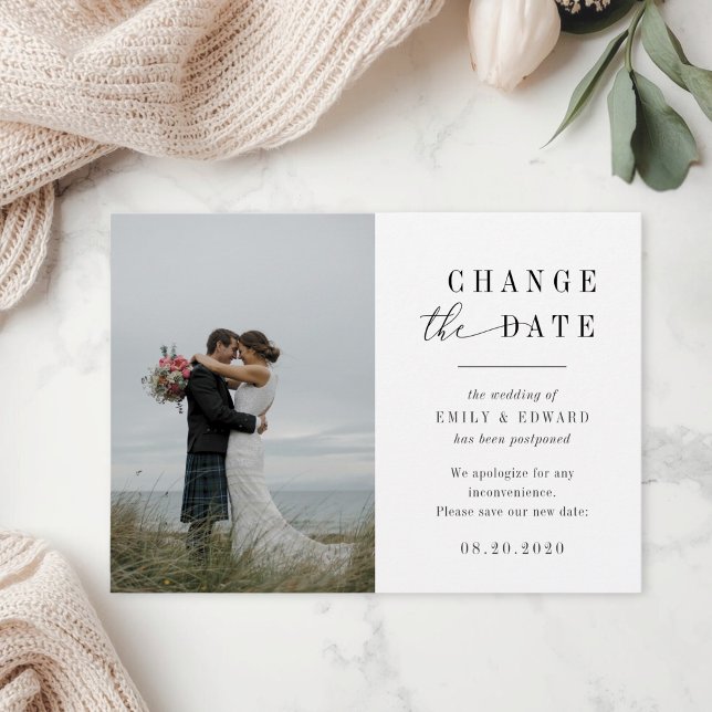 Modern Photo Wedding Postponement Announcement (Creator Uploaded)