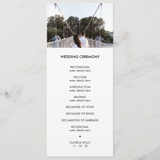 Modern photo wedding program programme (Front)