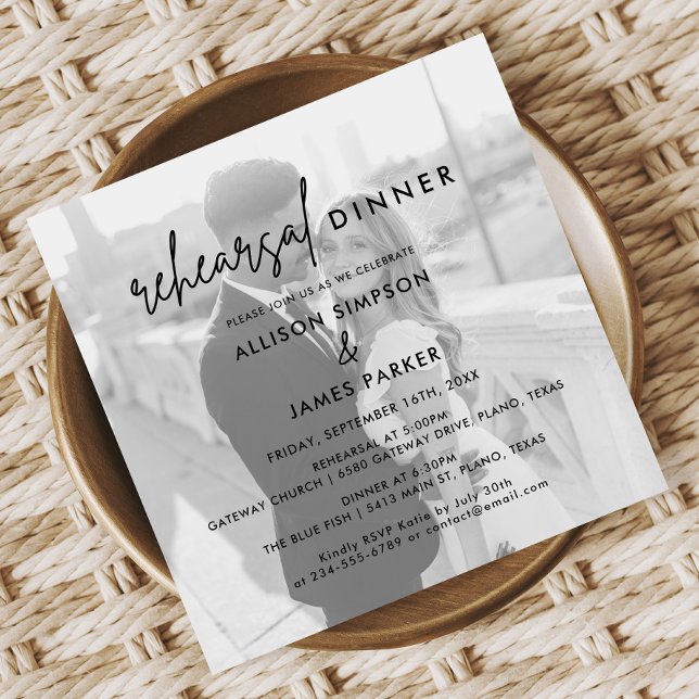 Modern Photo Wedding Rehearsal Dinner Invitation (Creator Uploaded)