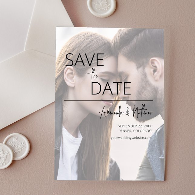Modern Photo Wedding Save The Date Acrylic Invitations (Creator Uploaded)