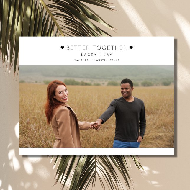 Modern Photo Wedding Save the Date Announcement Postcard (Modern Better Together Photo Wedding Save the Date Postcard)