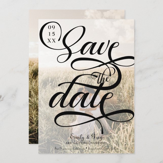 Modern Photo Wedding Save the Date Invitation (Front/Back)