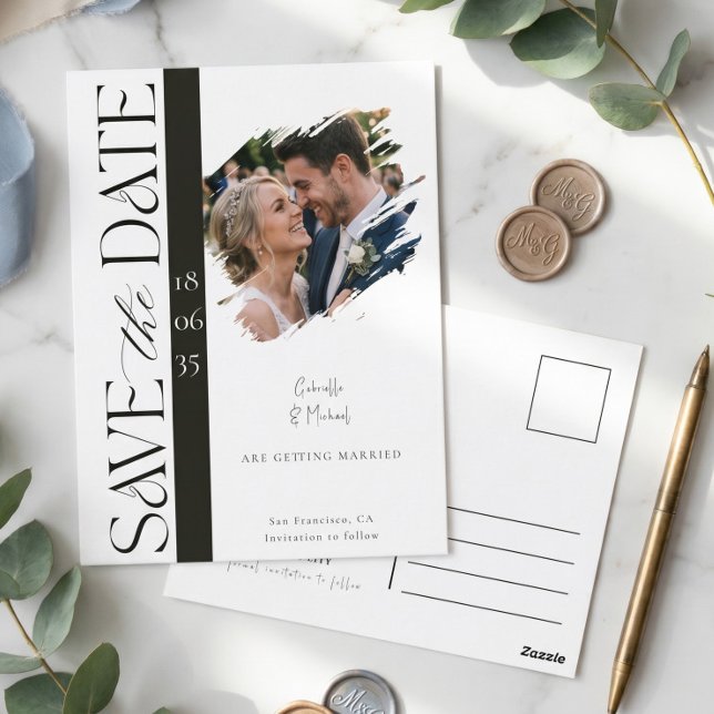 Modern Photo Wedding Save the Date Postcard (Creator Uploaded)