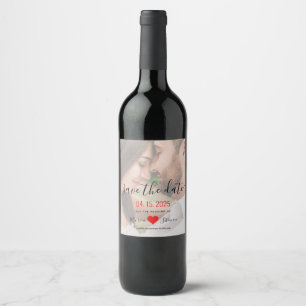 Modern Photo Wedding Save The Date Wine Label
