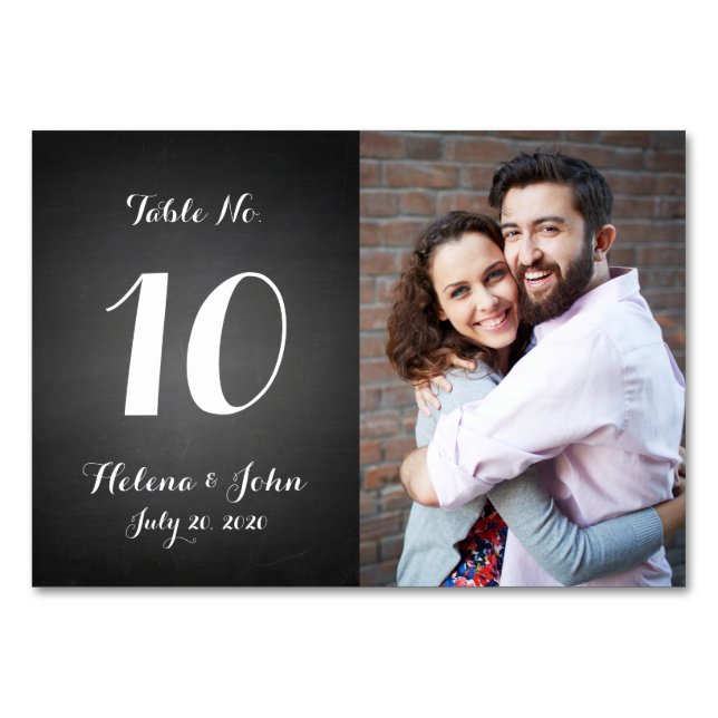 Modern Photo Wedding Table Number Card (Back)