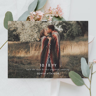Modern Photo Wedding Template Save the Date Postca