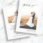 Modern Photo Wedding Thank You Card<br><div class="desc">This modern and chic thank you card features an elegant hand-lettered script 'thank you' on the front. Easily personalise the back with a thank you message to your family and friends.</div>