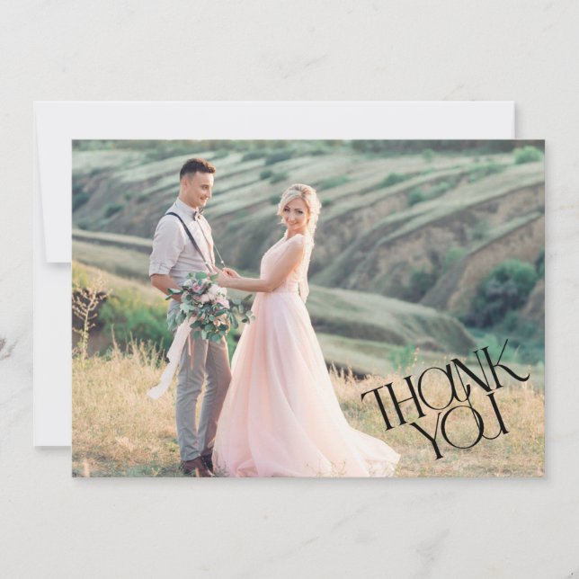Modern Photo Wedding Thank You Card (Front)