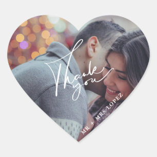 Modern Photo Wedding Thank You Favour Stickers
