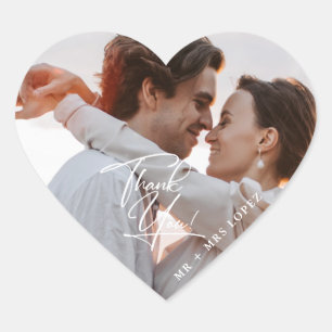 Modern Photo Wedding Thank You Favour Stickers