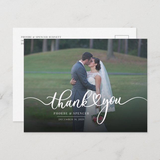 Modern Photo Wedding Thank You Postcard (Front/Back)