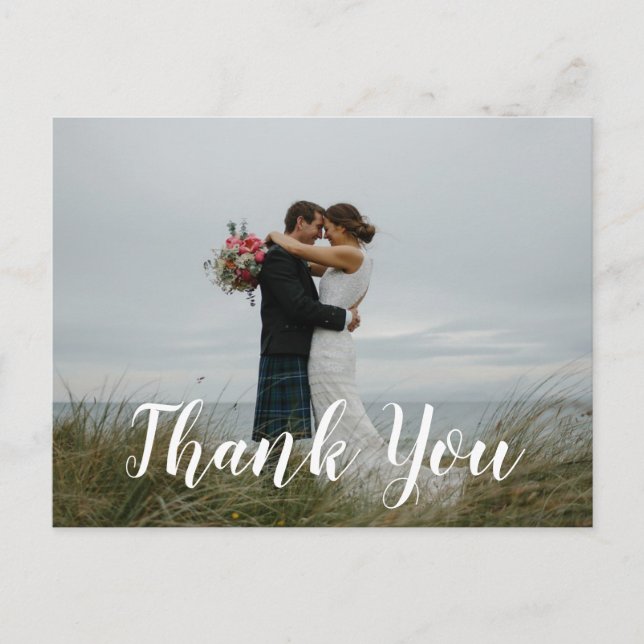 Modern Photo Wedding Thank You Postcard (Front)