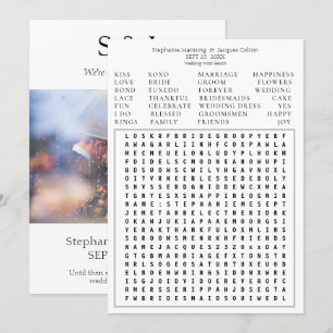 Modern Photo Wedding Word Search Save the Date-W2 Invitation