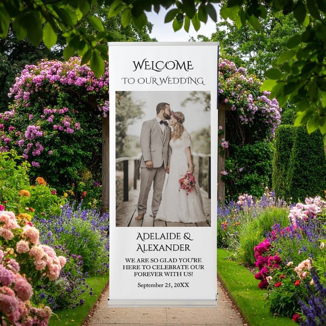 Modern Photo Welcome Wedding Vertical  Retractable Banner (Creator Uploaded)