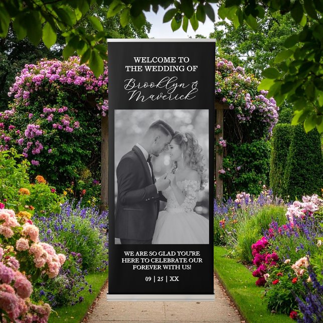 Modern Photo Welcome Wedding Vertical  Retractable Banner (Creator Uploaded)