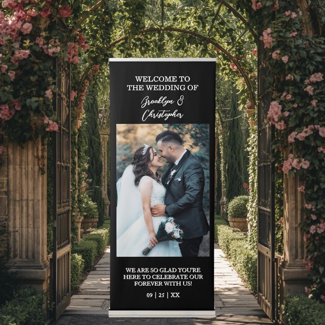 Modern Photo Welcome Wedding Vertical  Retractable Banner (Creator Uploaded)