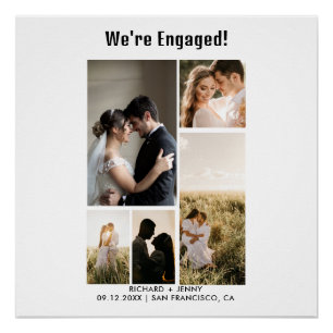 Modern Photo We're Engaged Engagement  Poster
