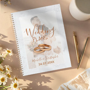 Modern Photo White & Gold Wedding Plans Planner
