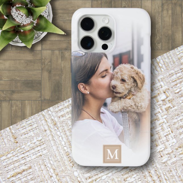 Modern Photo White Gradient Monogram iPhone Case (Creator Uploaded)