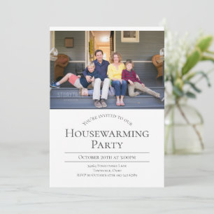 Modern Photo White Grey Housewarming Invitation